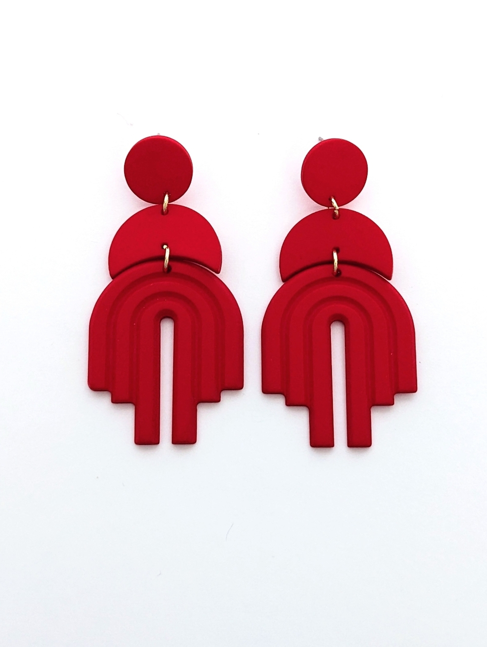 Bold Red Geometric Earrings